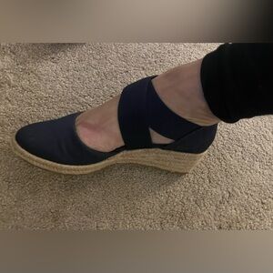 Navy blue wedges.